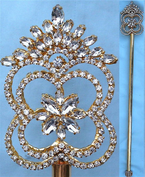 The Cotillion Rhinestone Royal GOLD Queen Scepter