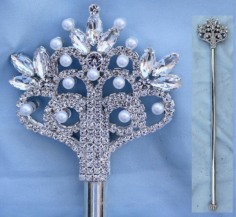 The Court of Versailles Royal Rhinestone & Pearls SILVER Scepter