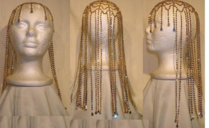 Studio 54 Rhinestone Gold with Aurora Borealis stones Hairpiece - CrownDesigners