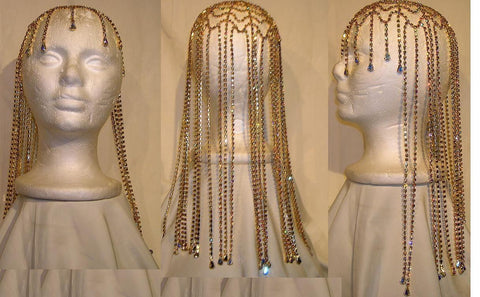 Studio 54 Rhinestone Gold with Aurora Borealis stones Hairpiece - CrownDesigners